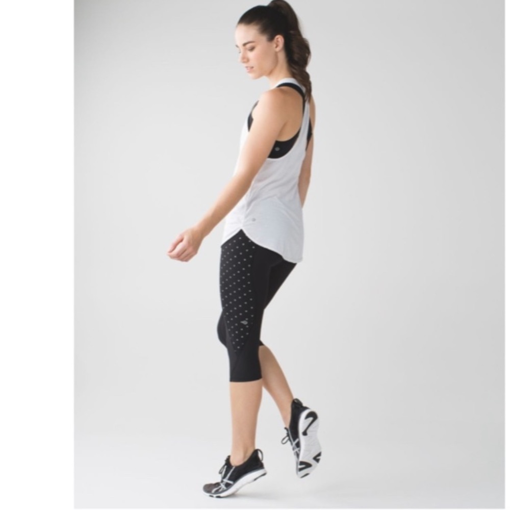 Lululemon Black Athletic Capris with Mesh Inserts - Picture 5 of 9
